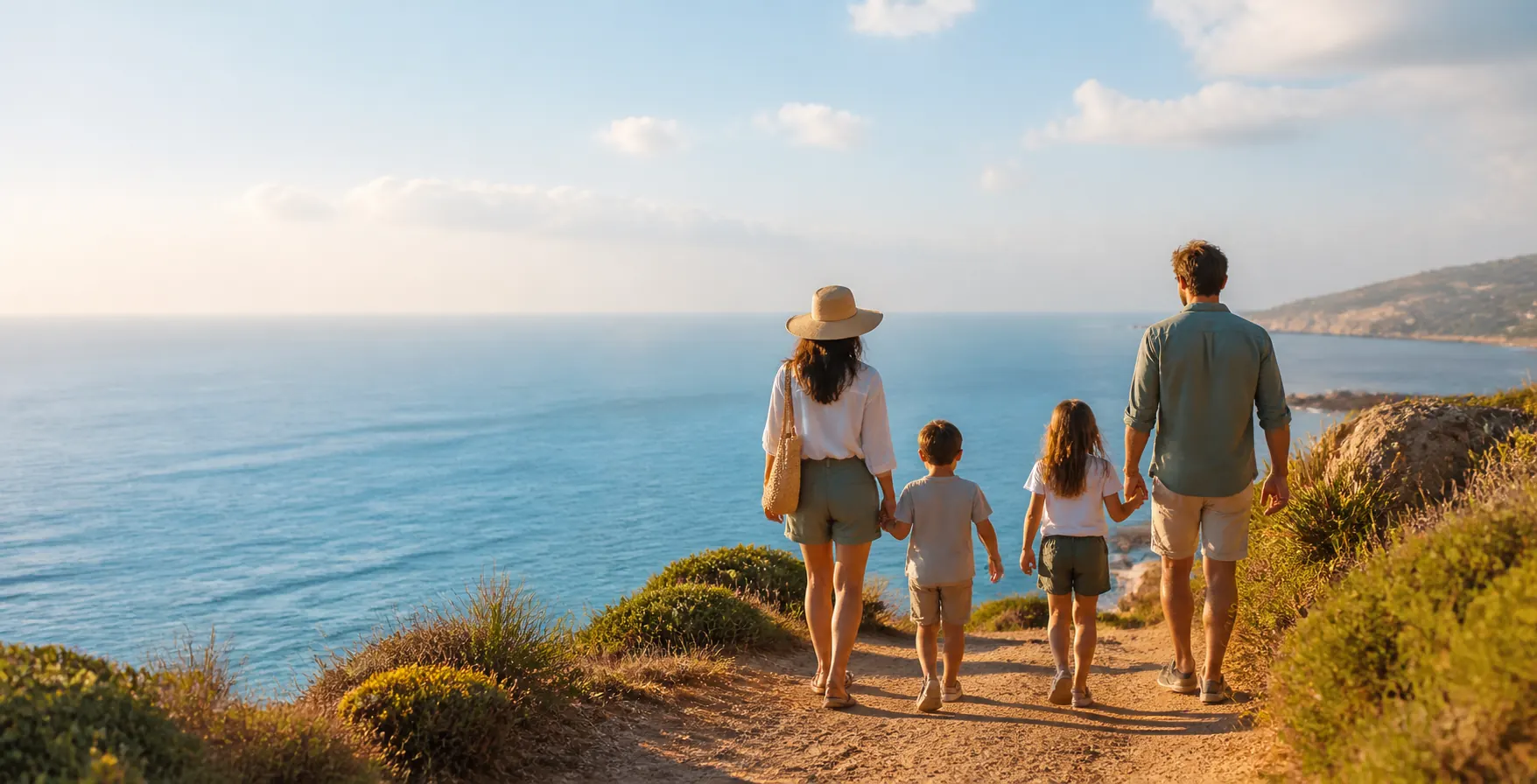 Family Walking Coastal Trail